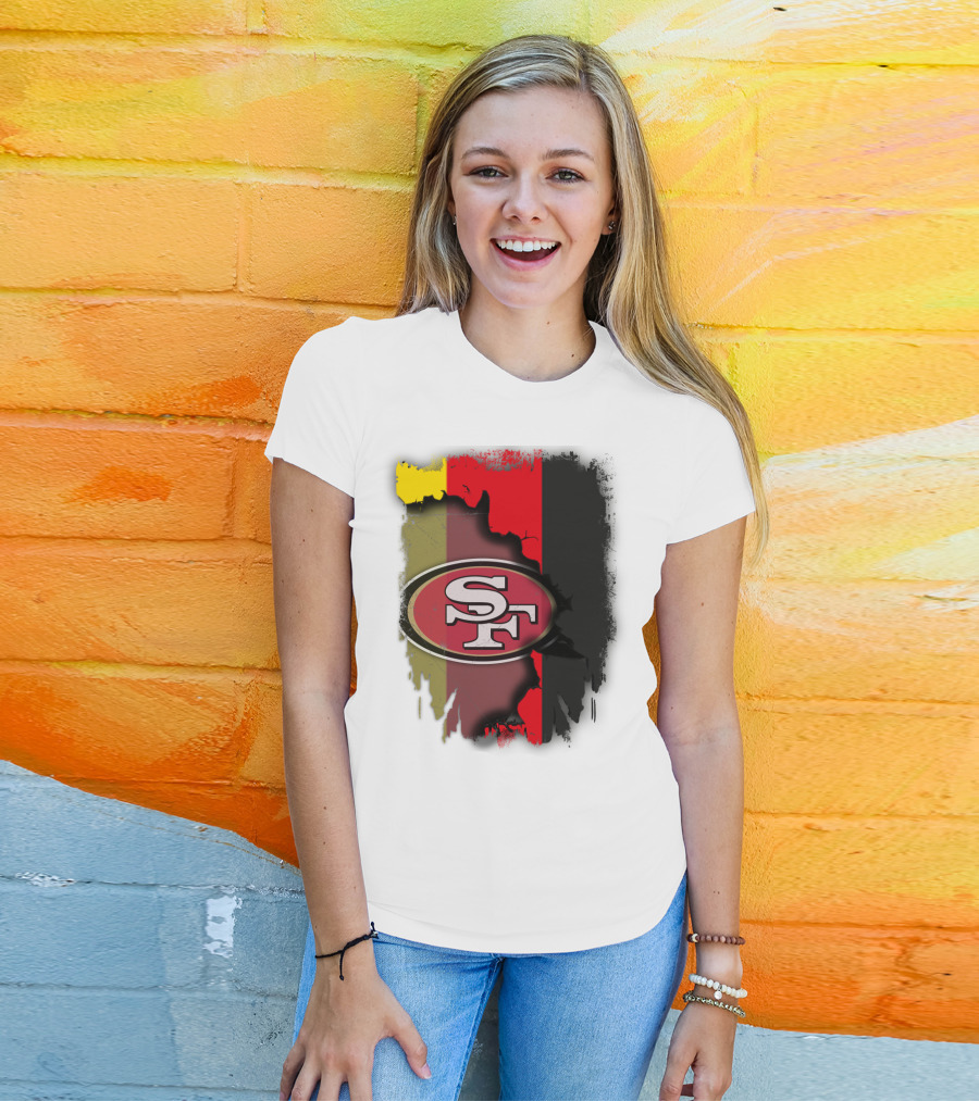 Germany Flag With San Francisco 49ers Logo Blend T-Shirt