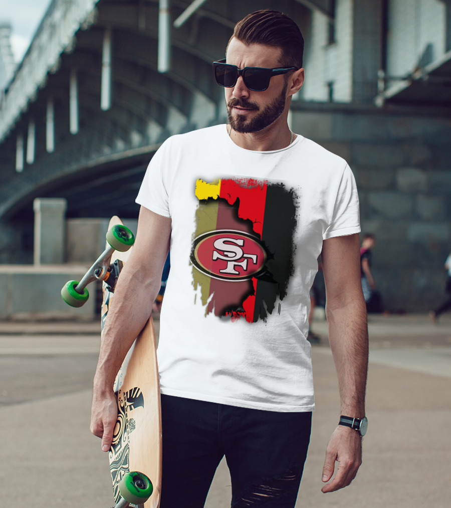 Germany Flag With San Francisco 49ers Logo Blend T-Shirt