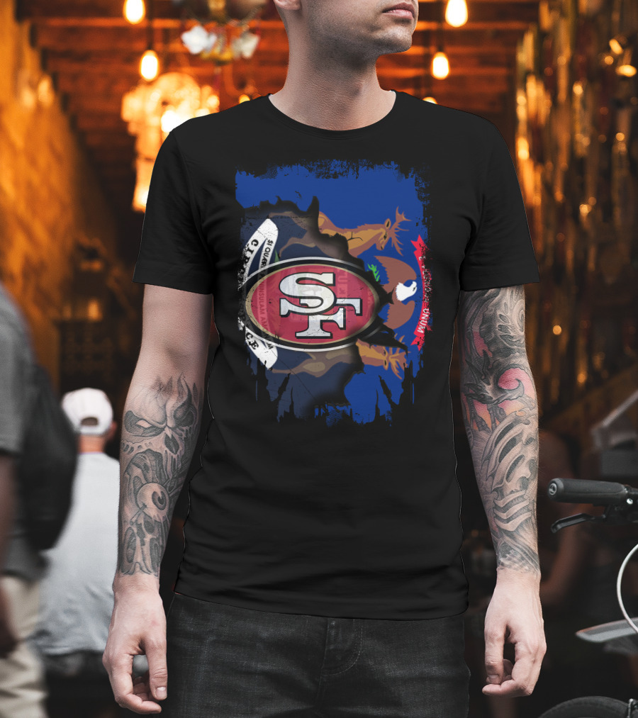 Michigan State Flag With San Francisco 49ers T-Shirt