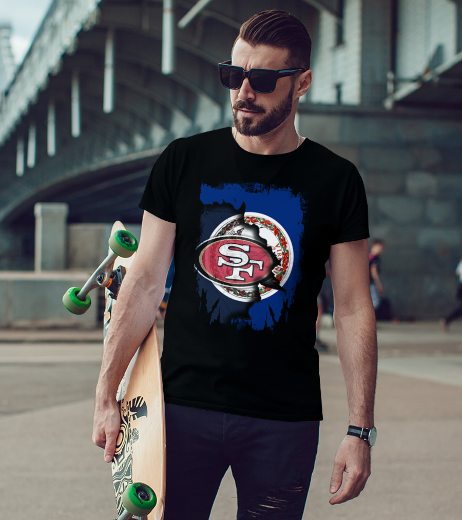 Virginia Flag And 49ers SF Logo Together T-Shirt
