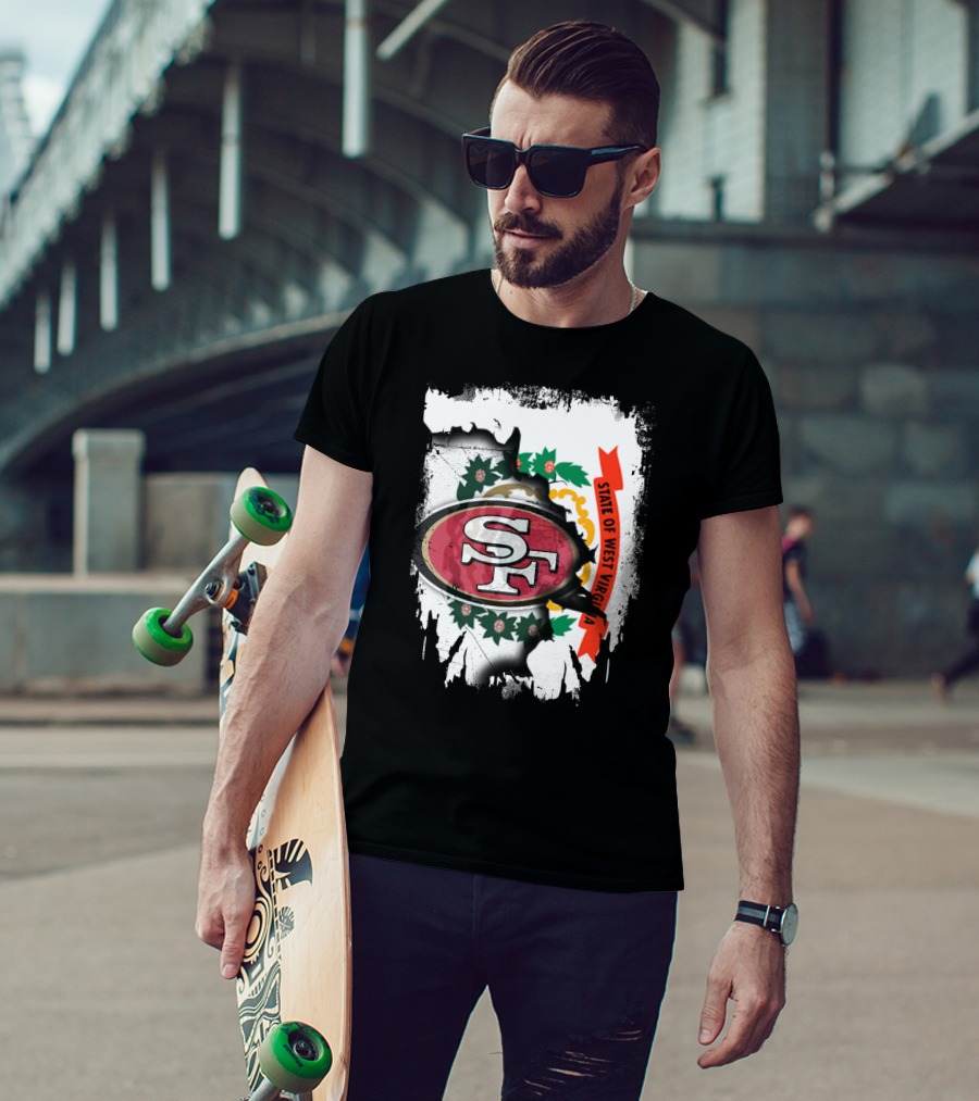 West Virginia State Emblem With San Francisco 49ers Logo Integration T-Shirt