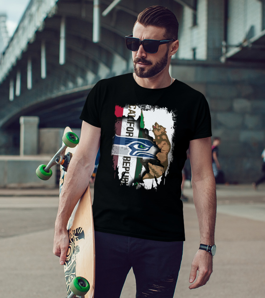 Together California Republic With Seahawks Logo Bear T-Shirt