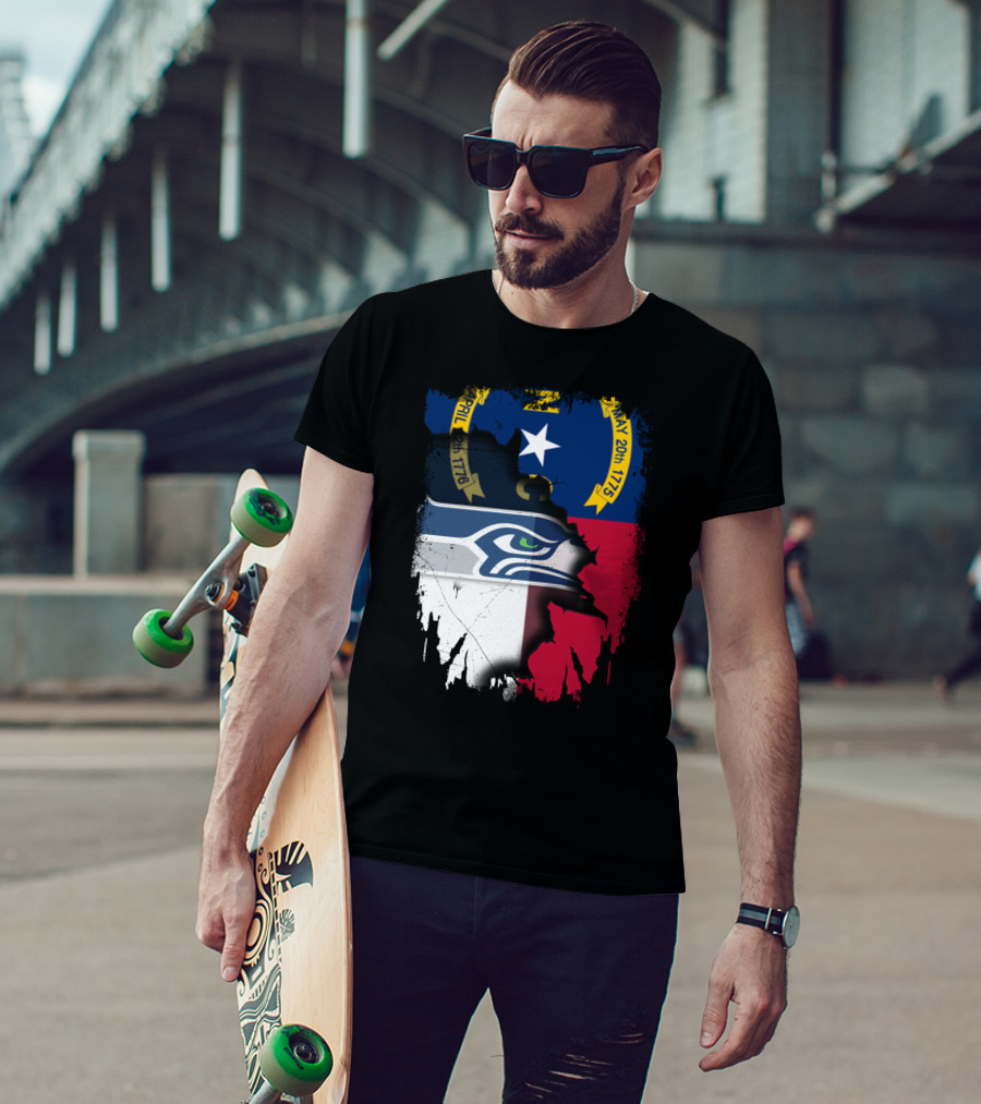 Together North Carolina Flag With Seattle Seahawks T-Shirt
