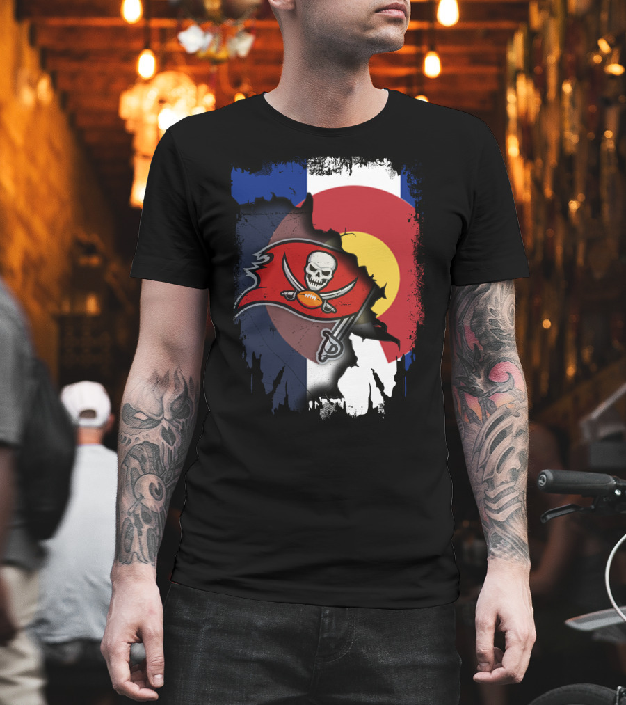 Colorado Flag with Buccaneers Logo Integration T-Shirt