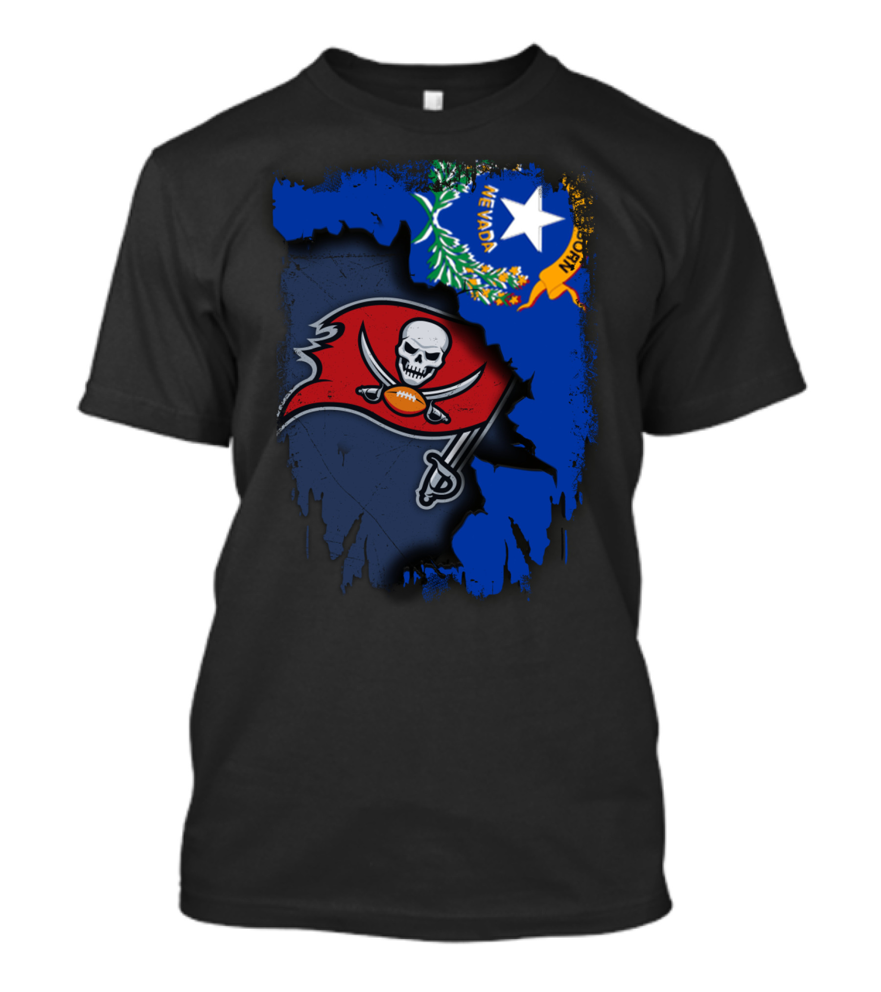 Nevada State With Buccaneers Football Flag Integration T-Shirt