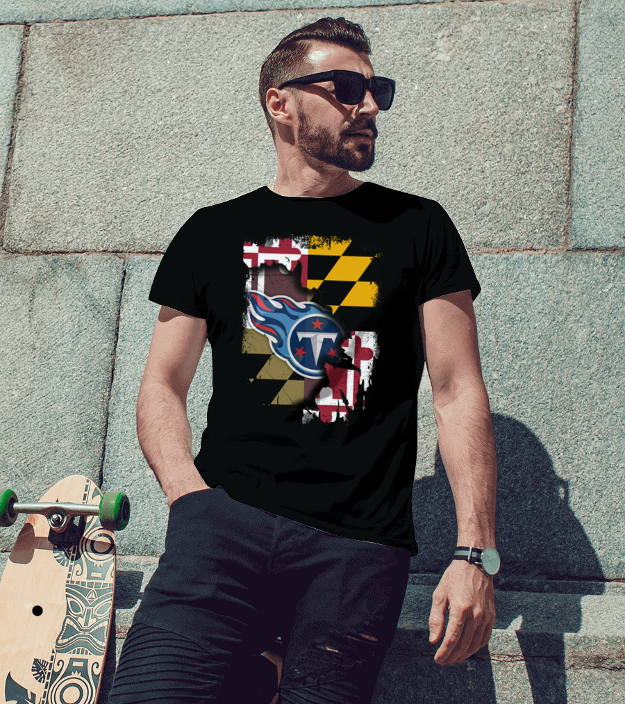 Maryland Flag And Titans Logo United T-Shirt