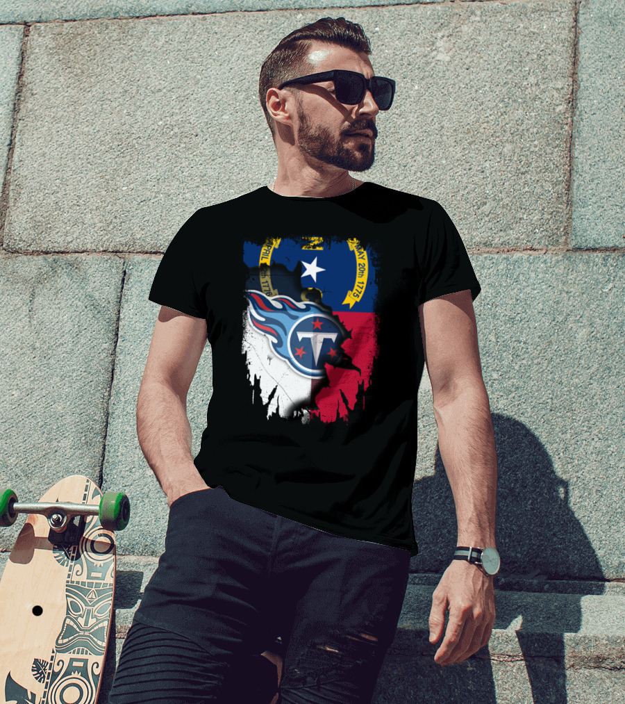 North Carolina State Pride With Tennessee Titans Logo Fusion T-Shirt