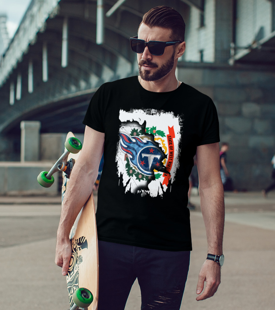 State Of West Virginia With Titans Flame T-Shirt