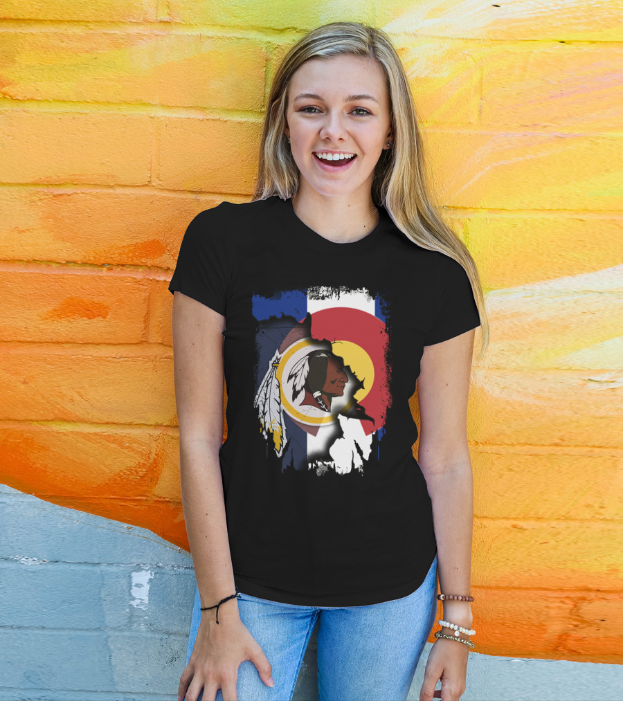 Colorado Flag Redskins Logo Together T-Shirt