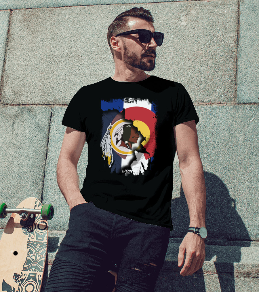 Colorado Flag Redskins Logo Together T-Shirt