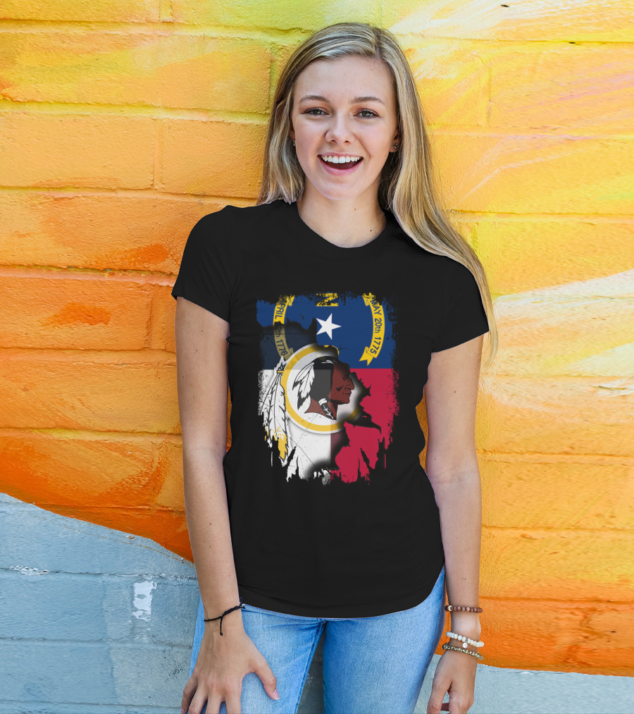 North Carolina State Flag Combined With Redskins T-Shirt