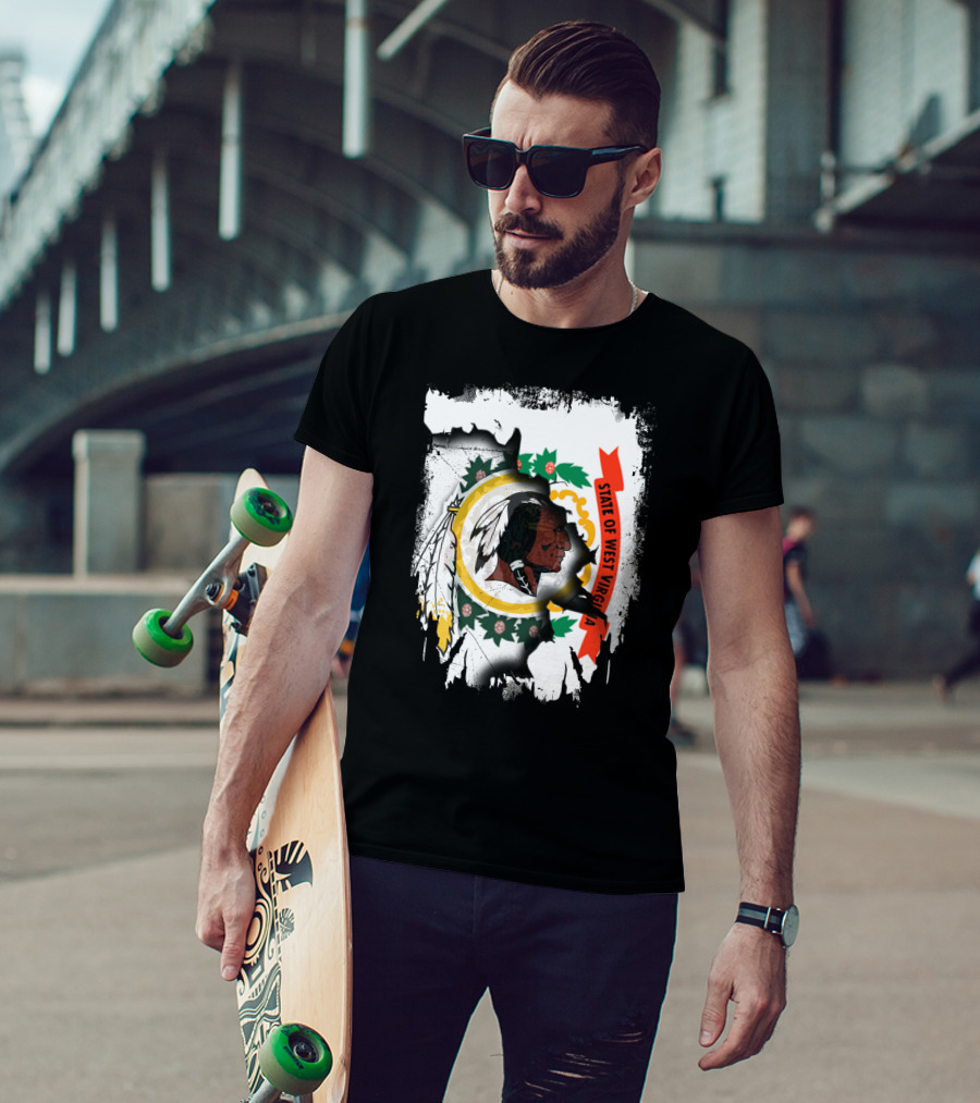 State Of West Virginia Redskins Collaboration T-Shirt