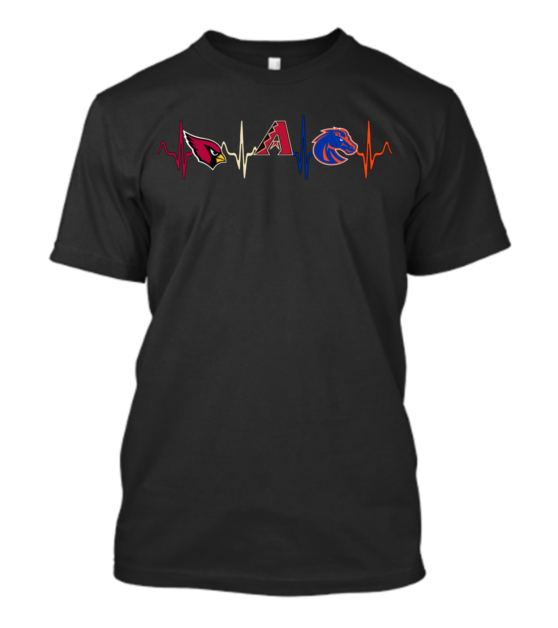 Arizona Cardinals Diamondbacks Boise State Broncos Heartbeat T-Shirt