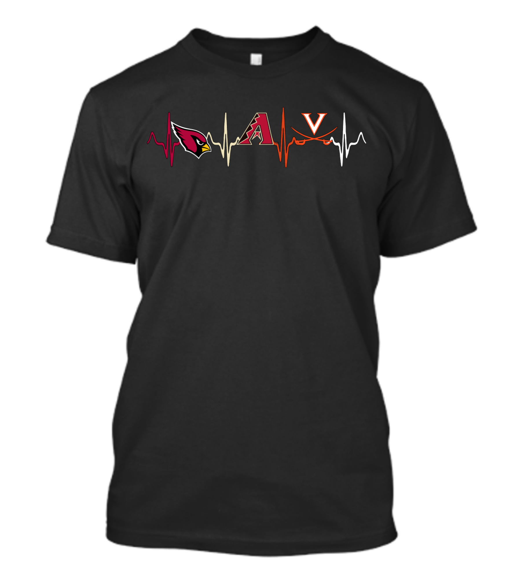 Cardinals Diamondbacks Cavaliers Heartbeat Line T-Shirt
