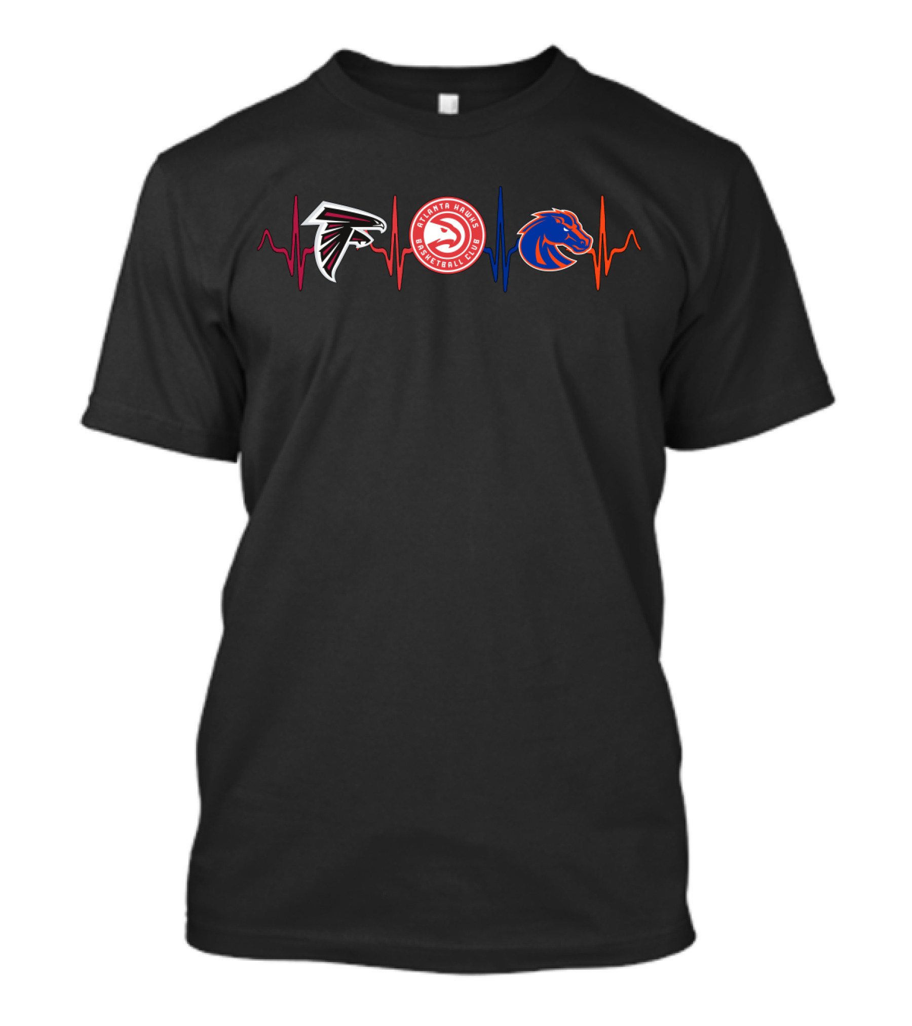 Falcons Hawks Boise State Broncos Heartbeat T-Shirt