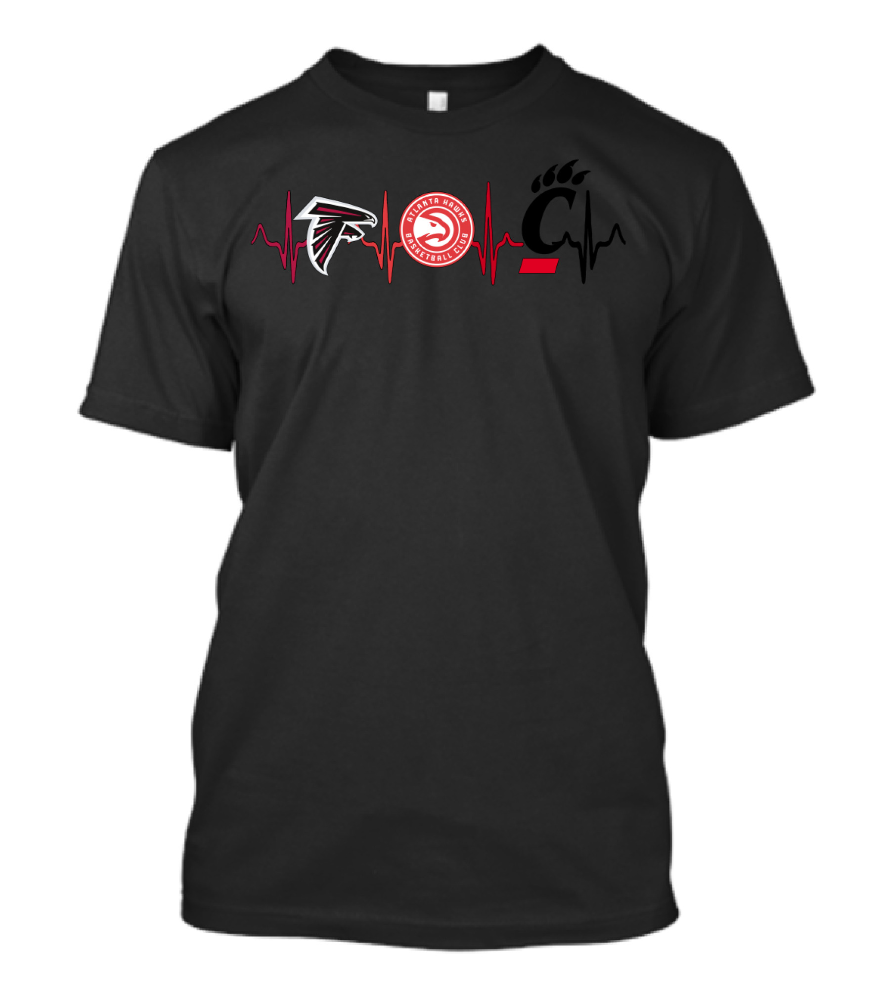 Atlanta Falcons Atlanta Hawks Cincinnati Bearcats Heartbeat T-Shirt
