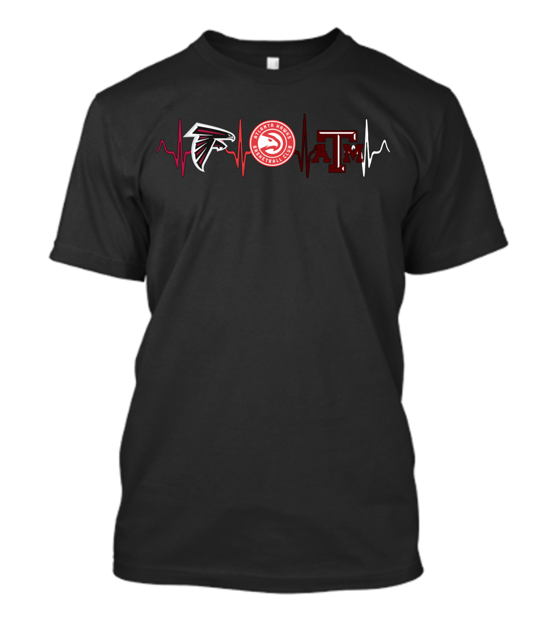 Atlanta Falcons Hawks Basketball Texas A&M Heartbeat T-Shirt