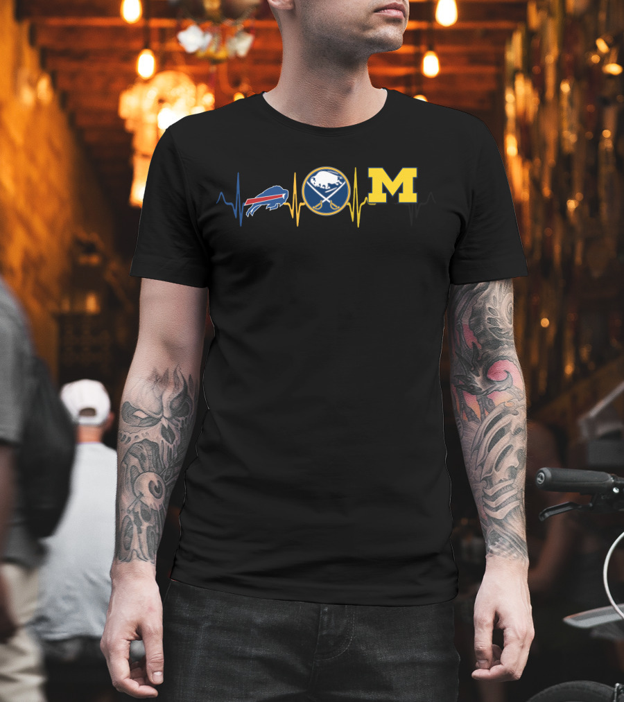 Buffalo Bills Buffalo Sabres Michigan Wolverines Heartbeat Love T-Shirt