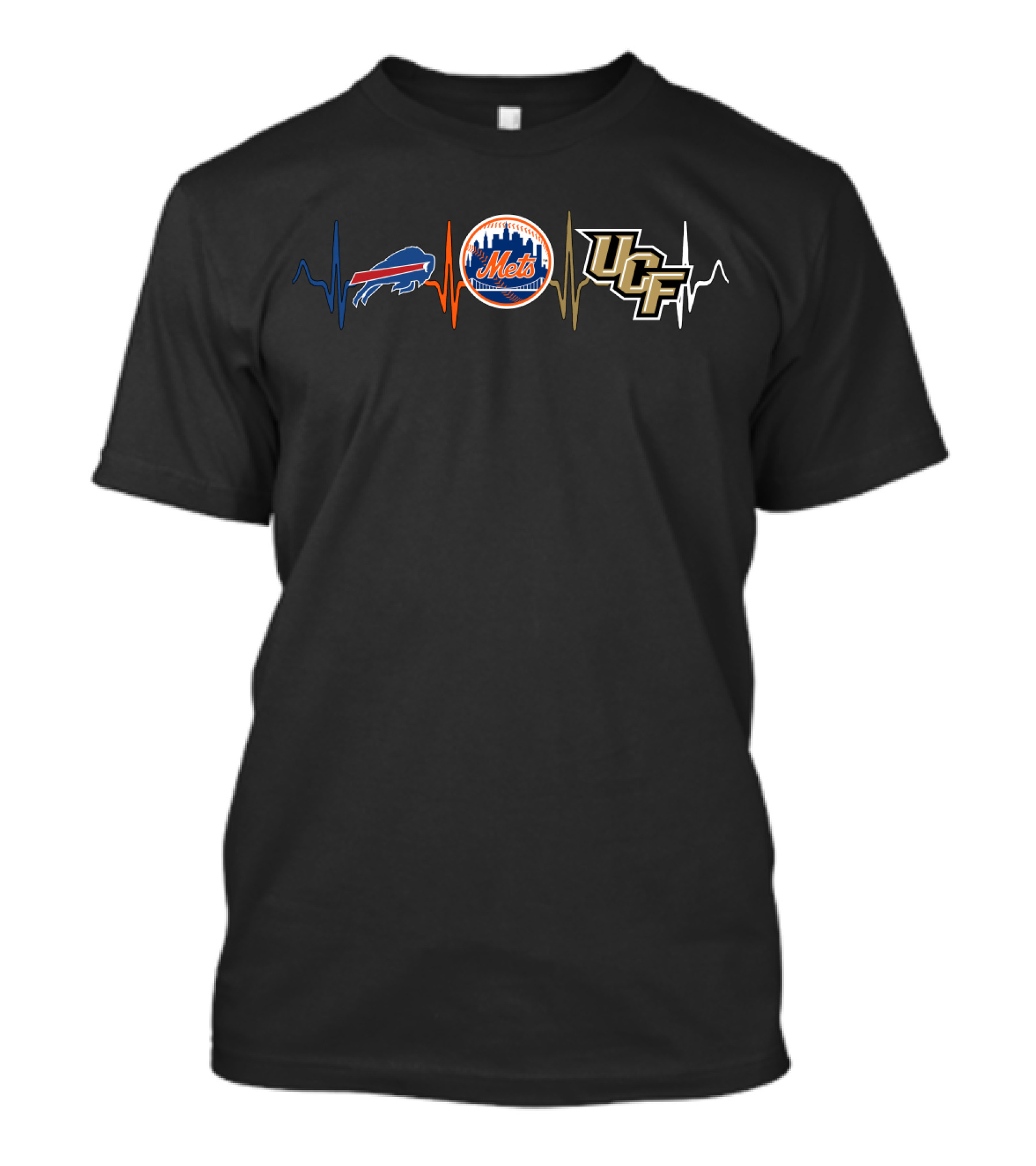 Buffalo Bills New York Mets Ucf Knights Heartbeat T-Shirt