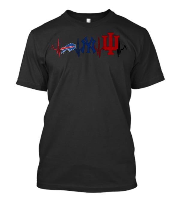 Buffalo Bills New York Yankees Indiana Hoosiers Heartbeat T-Shirt