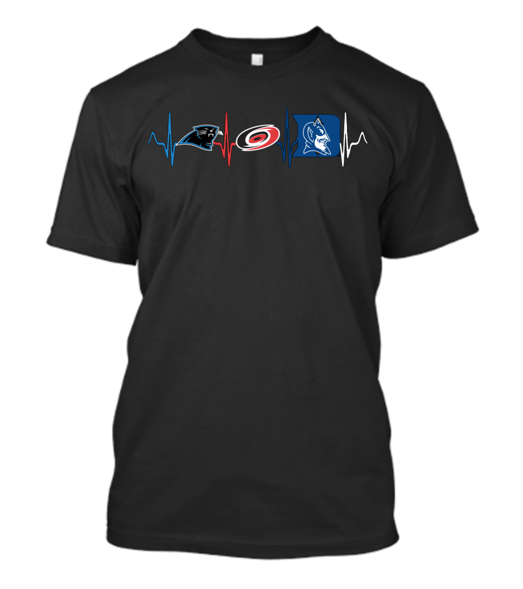 Carolina Panthers Carolina Hurricanes Duke Blue Devils Heartbeat T-Shirt