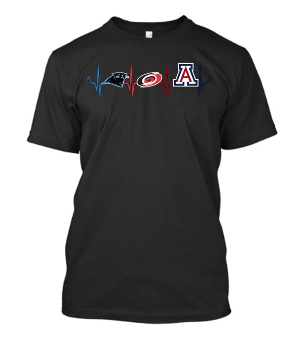 Carolina Panthers Florida Panthers Arizona Wildcats Carolina Hurricanes Heartbeat T-Shirt