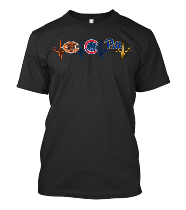Chicago Bears Cubs Pittsburgh Heartbeat Ekg T-Shirt