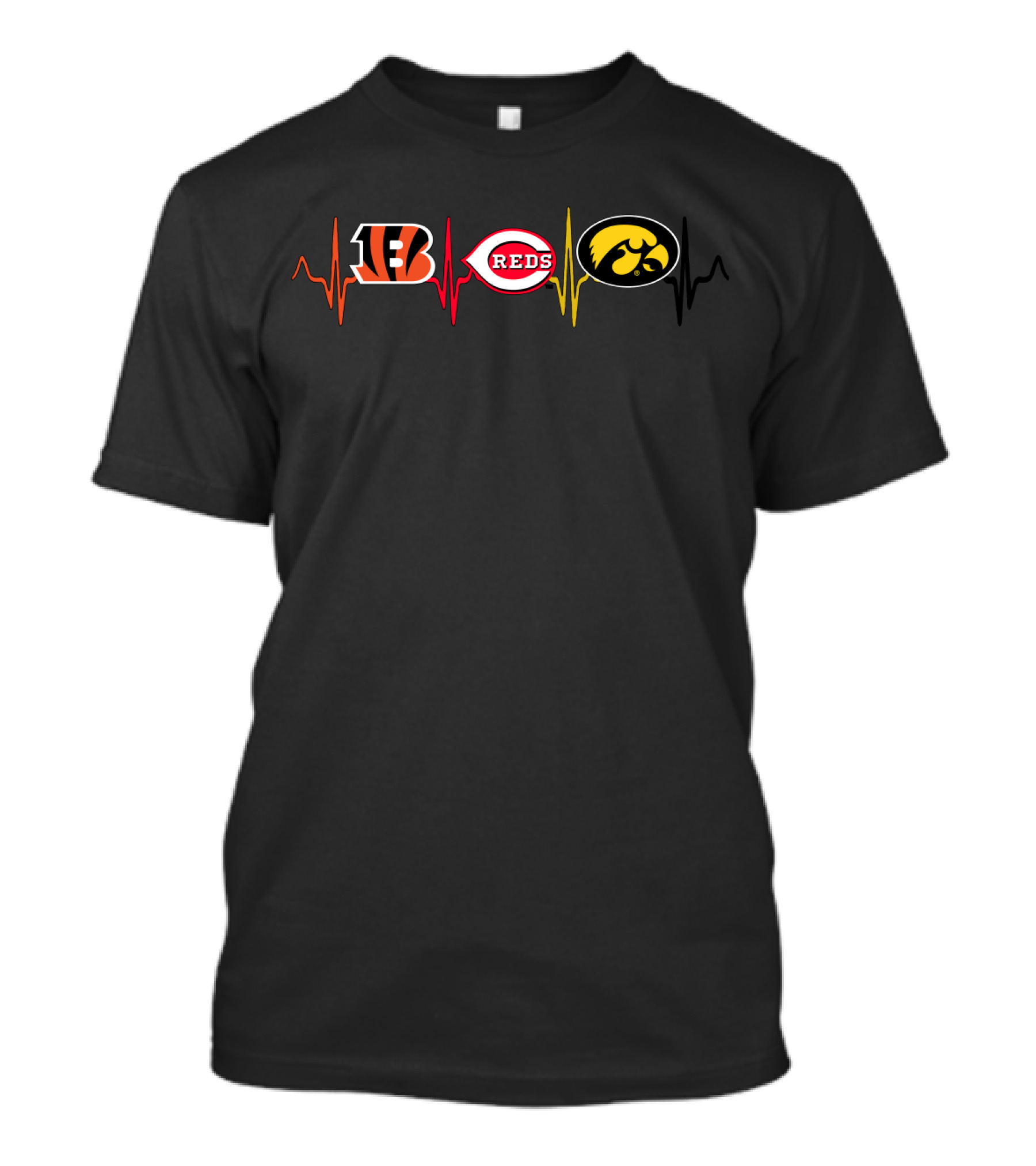 Bengals Reds Iowa Hawkeye Heartbeat T-Shirt