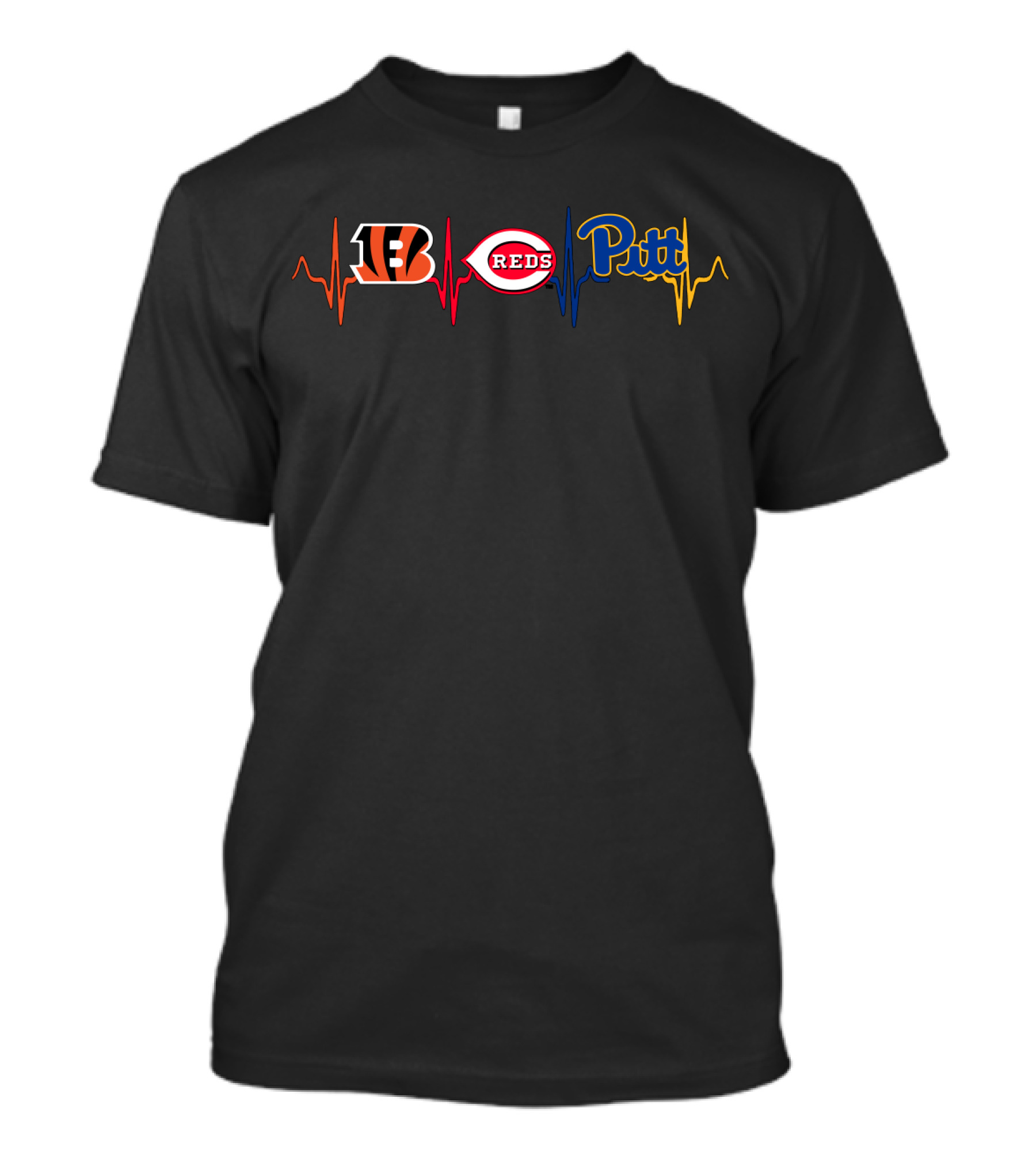Love Bengals Reds Pitt Heartbeat T-Shirt