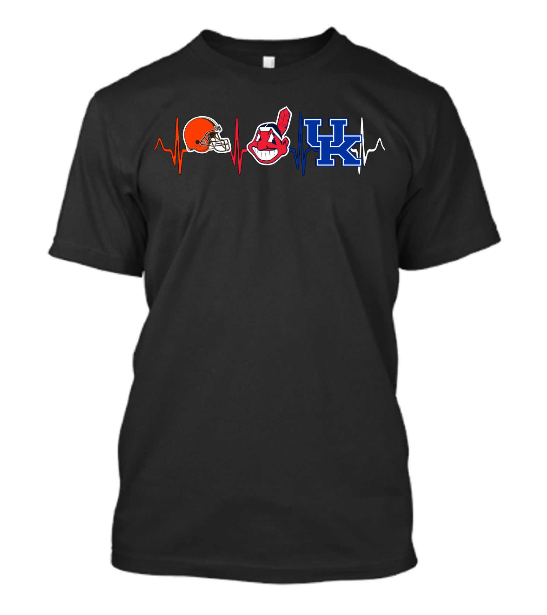 Love Browns Indians Uk Wildcats Heartbeat T-Shirt