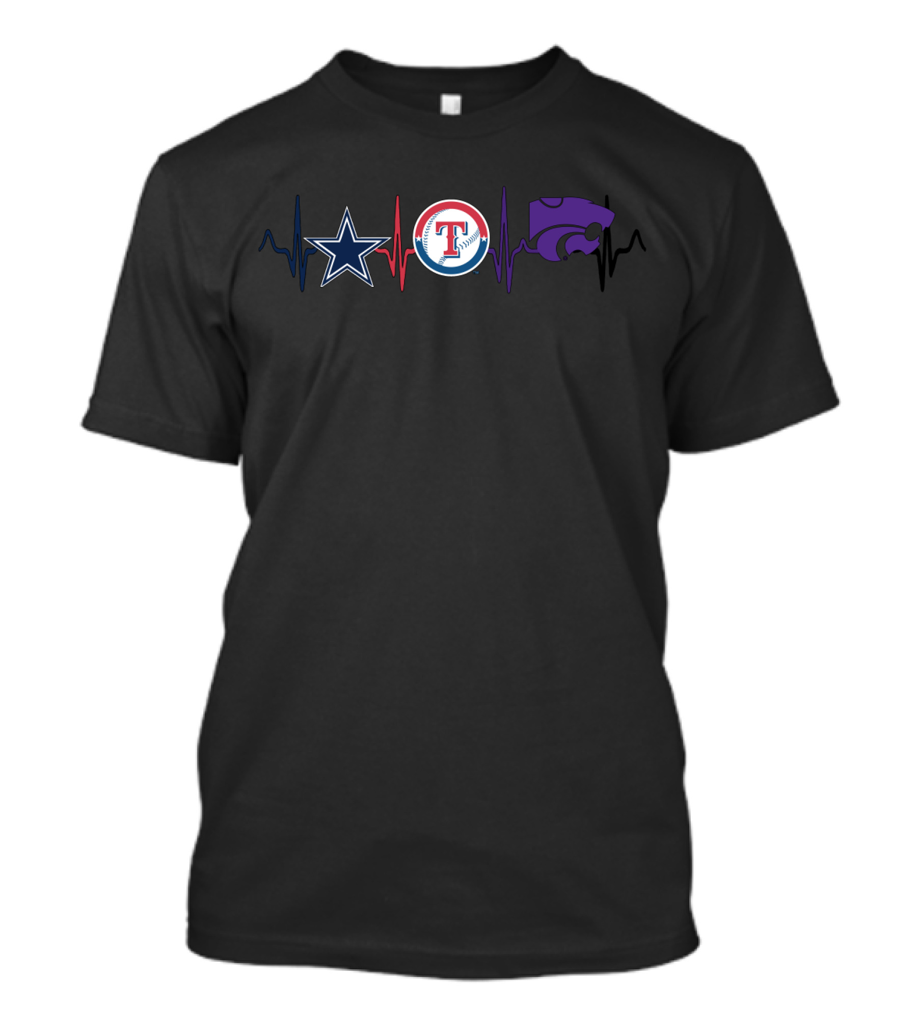 Dallas Cowboys Texas Rangers Kansas State Wildcats Heartbeat T-Shirt