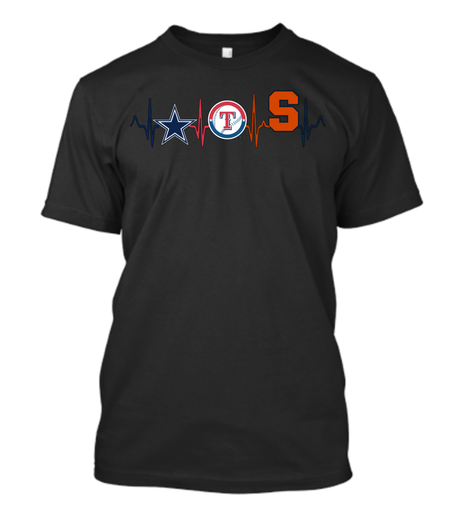 Dallas Cowboys Texas Rangers Heartbeat With Orange S T-Shirt