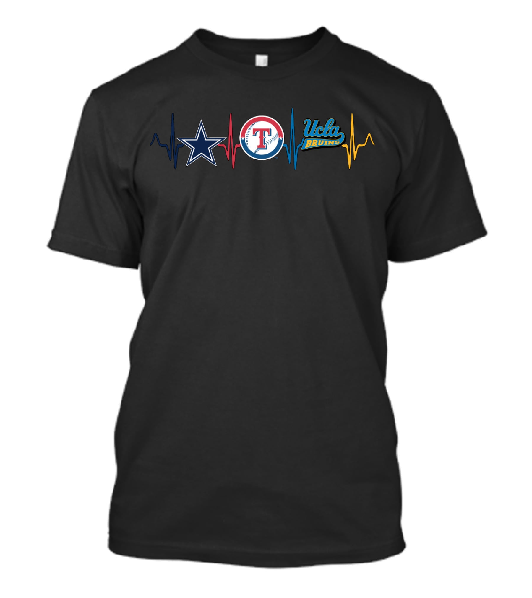 Love Cowboys Texas Rangers Ucla Bruins Heartbeat T-Shirt