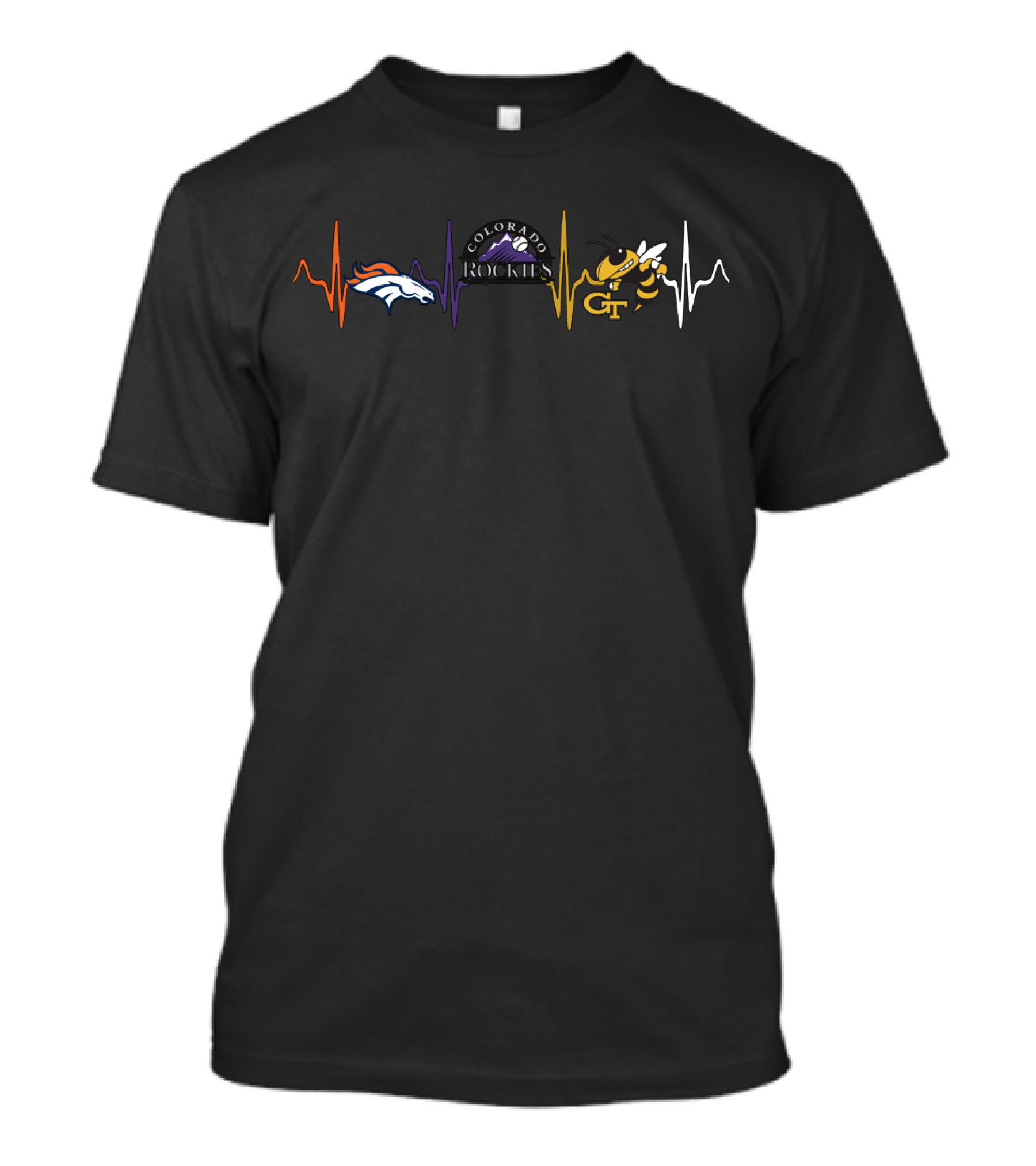 Denver Broncos Colorado Rockies Georgia Tech Gt Heartbeat T-Shirt