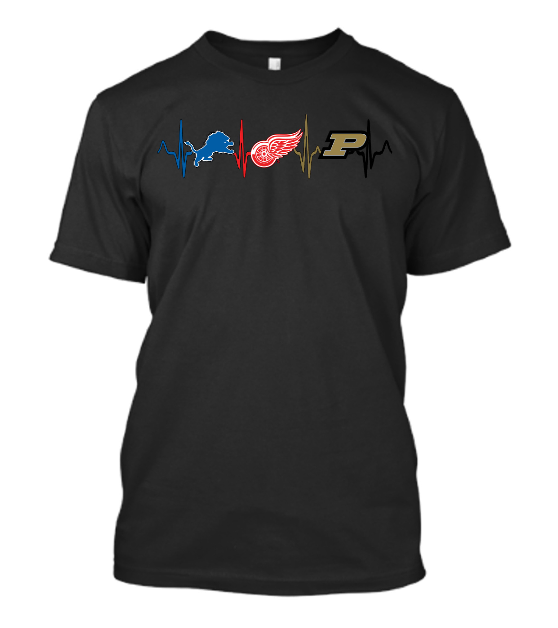 Detroit Lions Red Wings Purdue Boilermakers Heartbeat T-Shirt