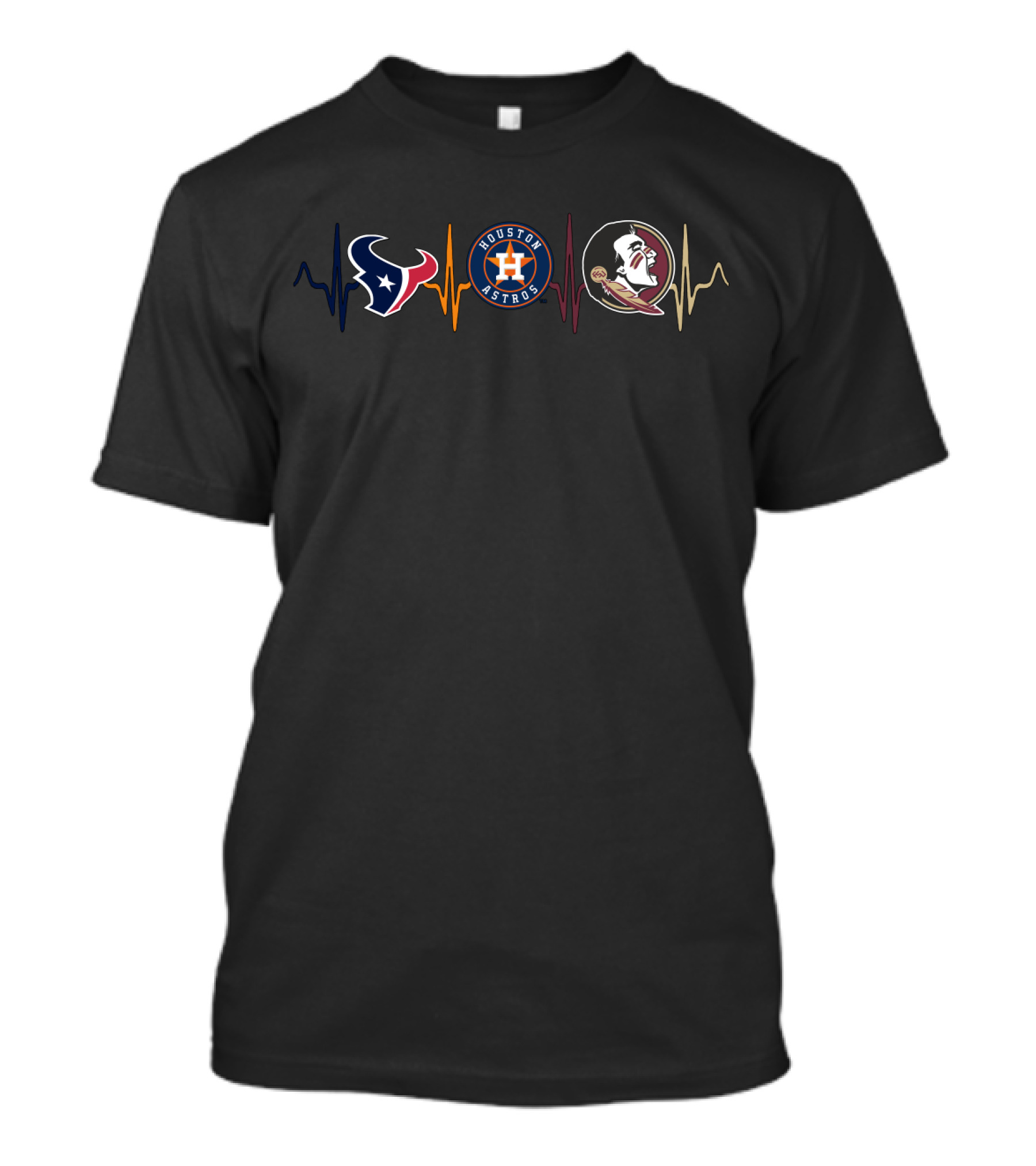 Houston Texans Astros Seminoles Football Heartbeat T-Shirt