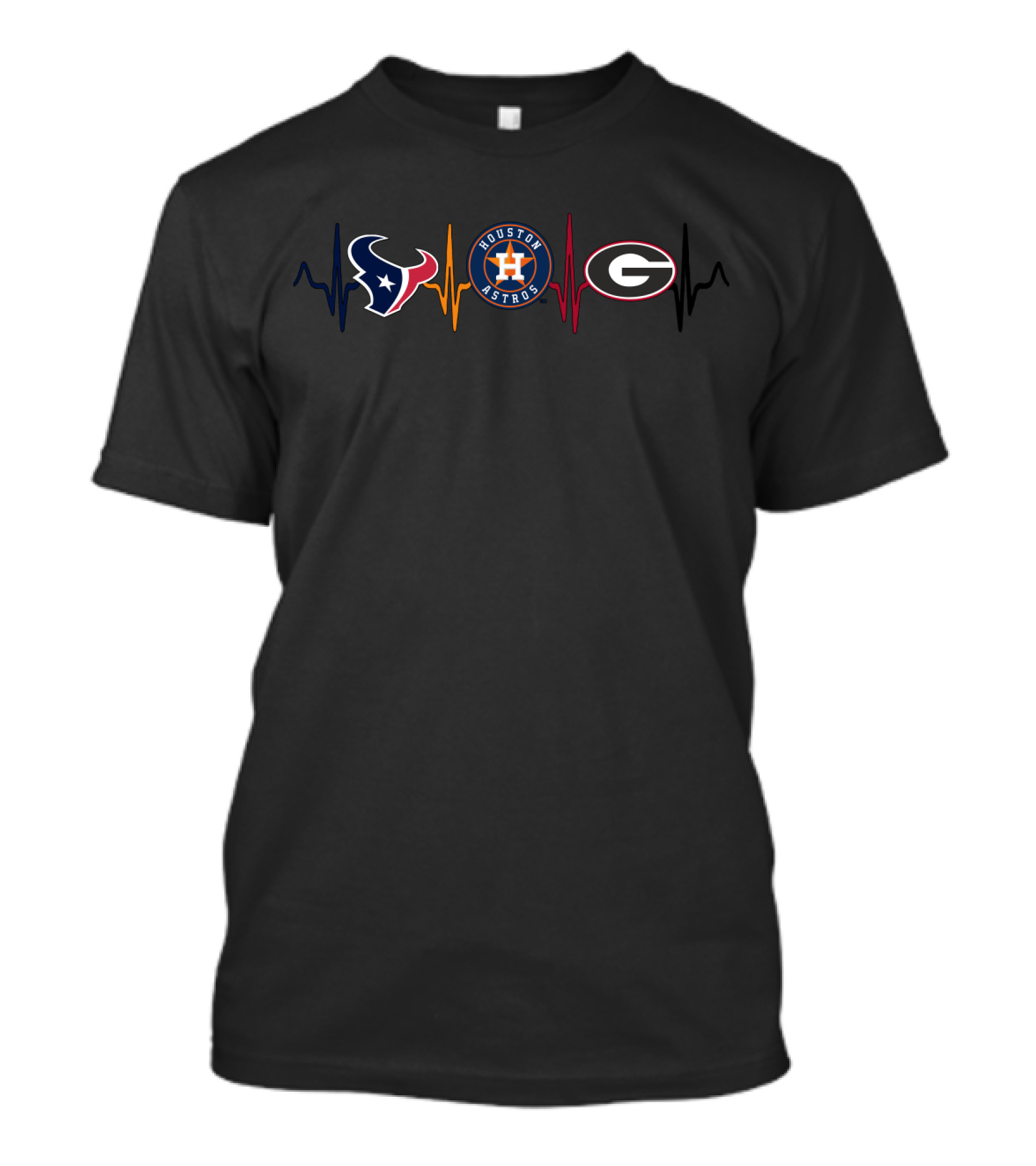 Houston Texans Astros Georgia Bulldogs Heartbeat T-Shirt