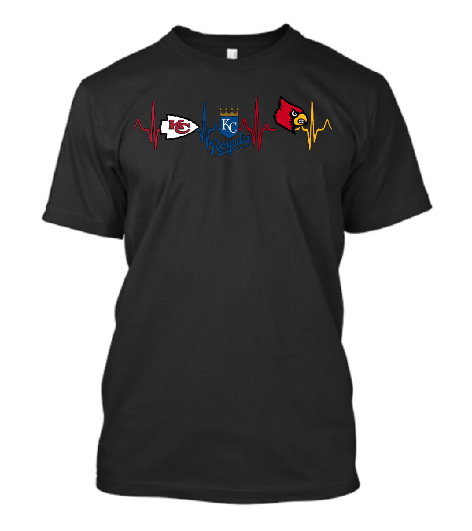 Love Chiefs Kc Royals Cardinal Heartbeat Lc T-Shirt