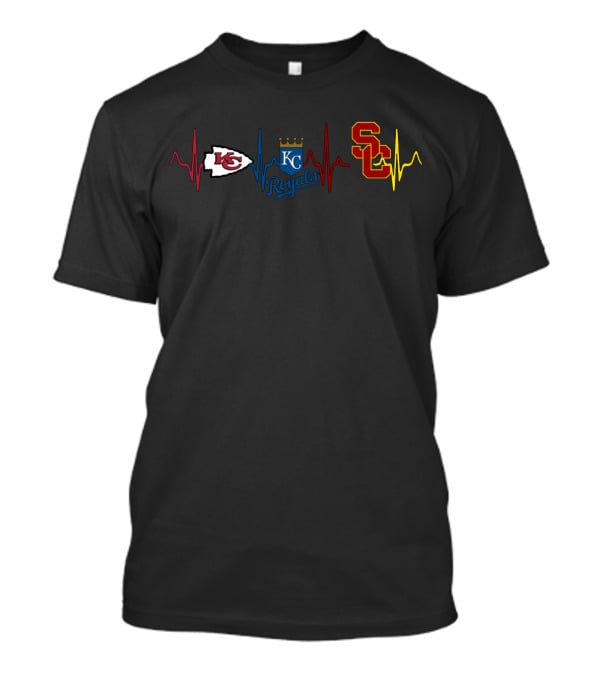 Kansas City Chiefs Royals Usc Trojans Heartbeat T-Shirt