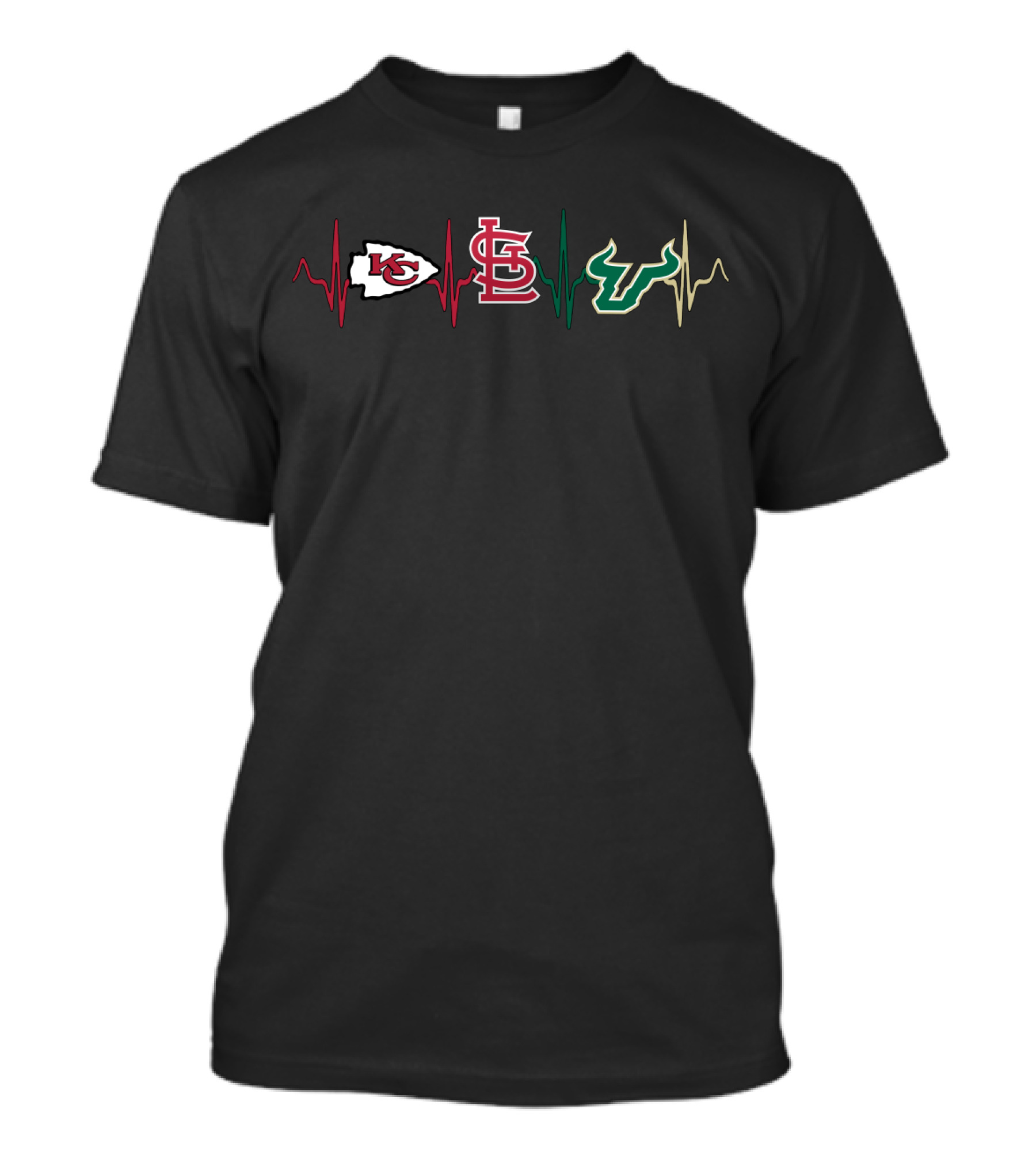 Love Chiefs Cardinals Sfb Icons Ekg Style T-Shirt