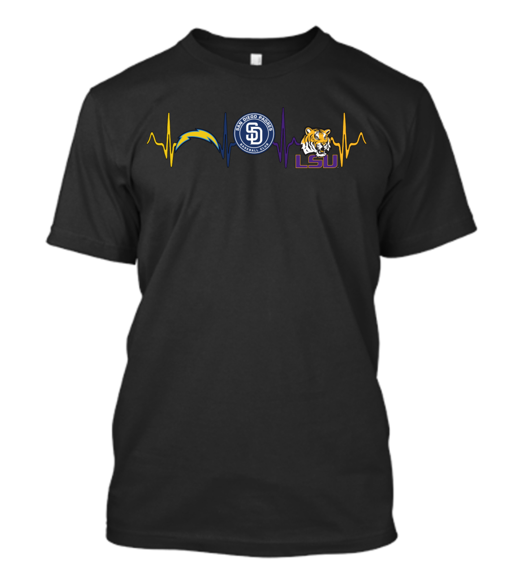 Love Chargers Padres Lt Lsu Tigers T-Shirt