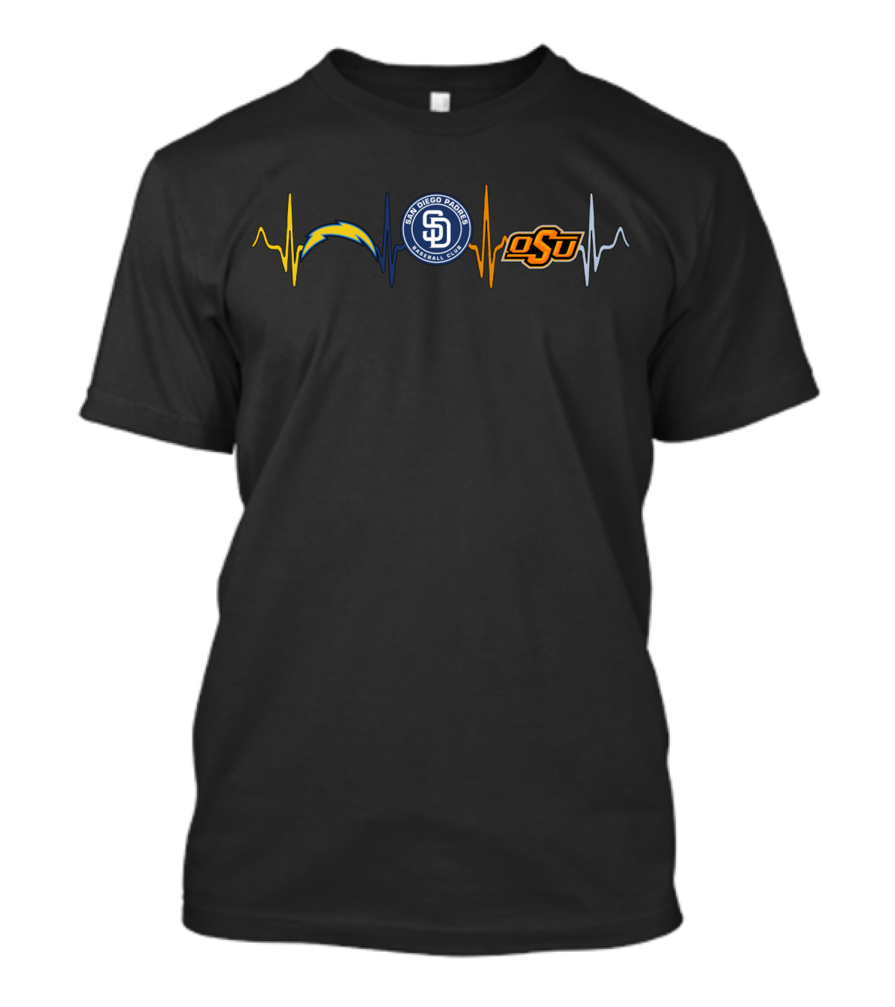 Love Chargers San Diego Padres Osu Heartbeat T-Shirt