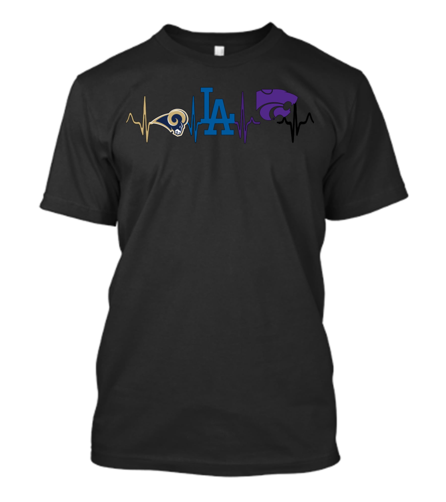 Love Rams Dodgers Wildcats Heartbeat Ksw T-Shirt