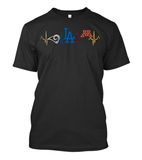 Love Rams Dodgers Heartbeat Mgg T-Shirt
