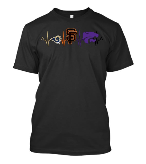Rams Giants Ksu Wildcats Heartbeat T-Shirt