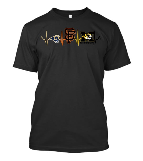 Love Rams San Francisco Giants Missouri Mizzou Tigers Heartbeat T-Shirt