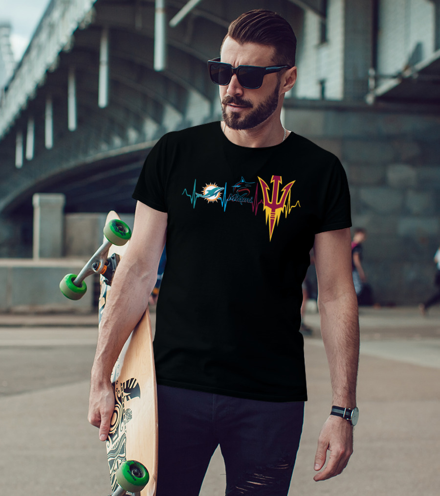 Miami Dolphins Marlins State Heartbeat Symbol T-Shirt