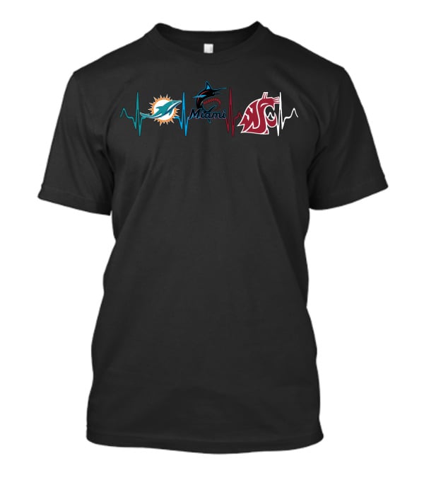 Miami Dolphins Marlins Wsc Heartbeat T-Shirt