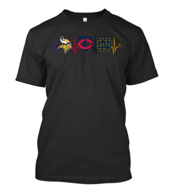 Minnesota Vikings Minnesota Twins Notre Dame Fighting Irish Heartbeat T-Shirt