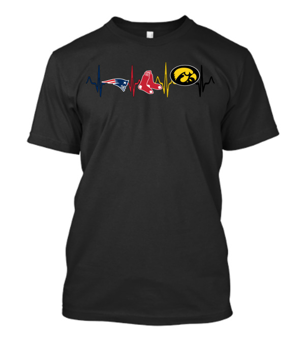 Patriots Red Sox Iowa Hawkeyes Heartbeat Ekg T-Shirt